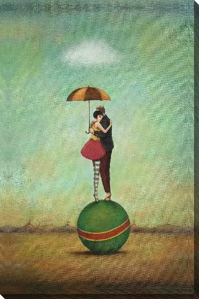 Картина маслом Пара под зонтом на шаре