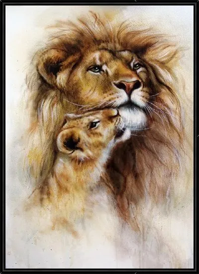 Картина Лев и львенок