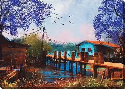 Картина маслом Дом в тропиках