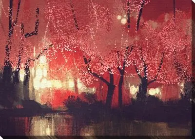 Картина маслом Огни на деревьях