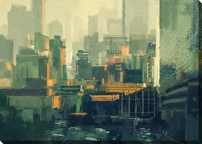 Картина маслом Современный город