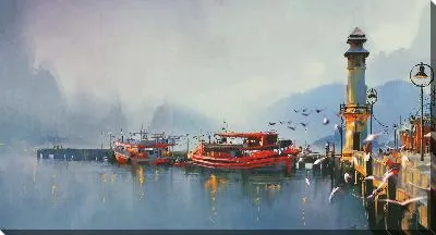 Картина маслом У причала