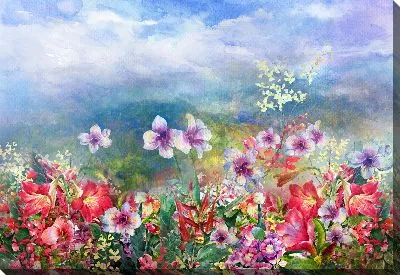 Картина маслом Цветы в поле №9