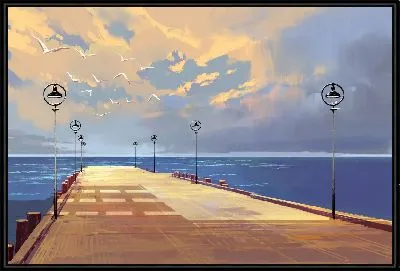 Картина Мост у берега моря