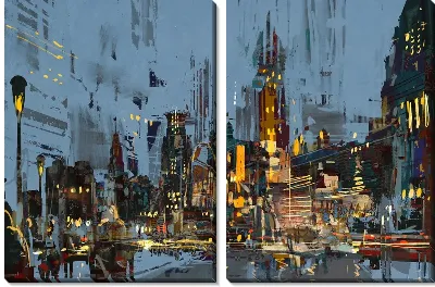 Модульная картина Огни города