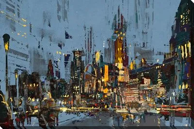 Картина маслом Огни города