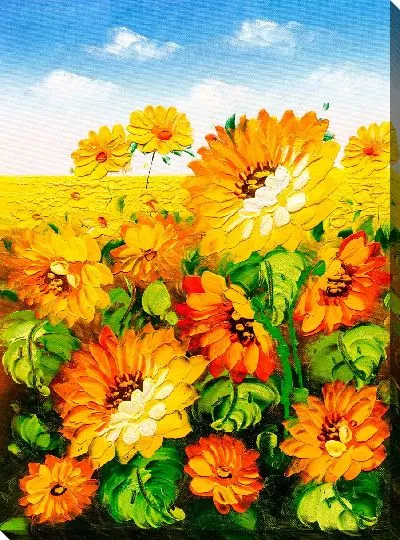 Картина маслом Цветы в поле №10
