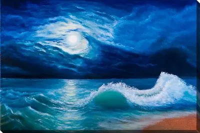 Картина маслом Волны под луной