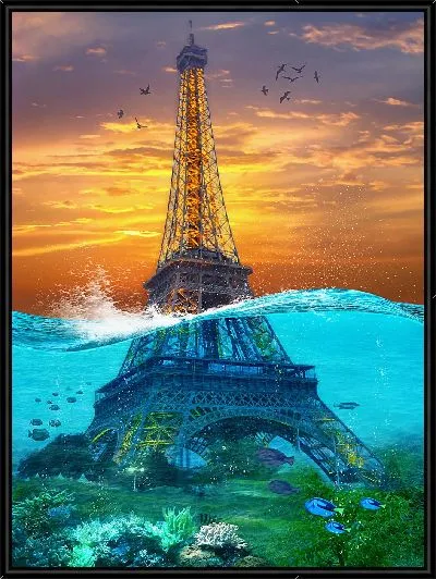 Картина Париж в воде