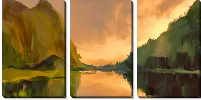 Модульная картина Река среди вершин