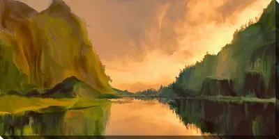 Картина маслом Река среди вершин