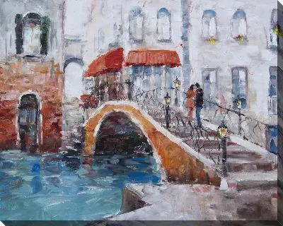 Картина маслом Мост через канал