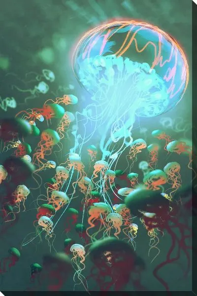 Картина маслом Скопление медуз