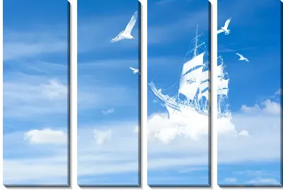Модульная картина Корабль в облаках
