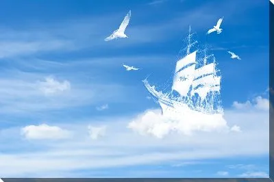 Картина маслом Корабль в облаках