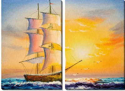Модульная картина Корабль на закате №2