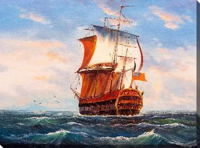 Картина маслом Корабль в море №6