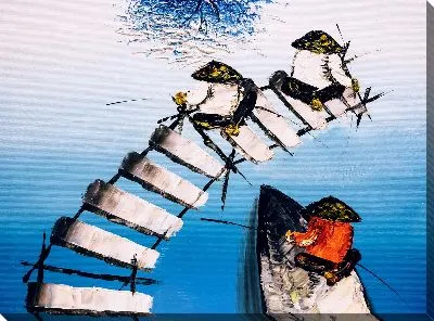 Картина маслом Рыбалка на мостике