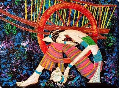 Картина маслом Девушка и повозка