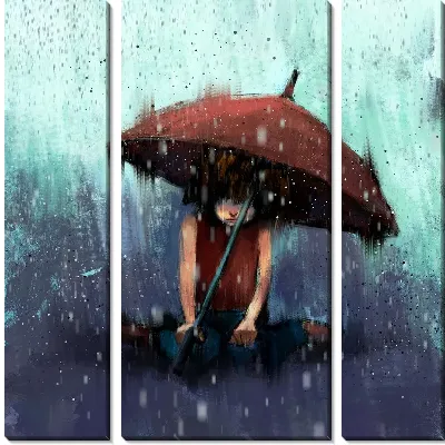 Модульная картина Человек под зонтом