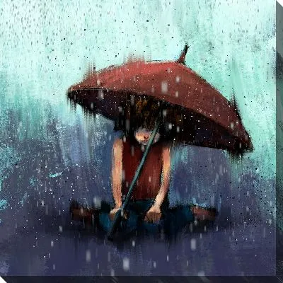 Постер Человек под зонтом