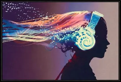 Арт девушка в наушниках