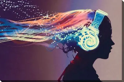 Арт девушка в наушниках