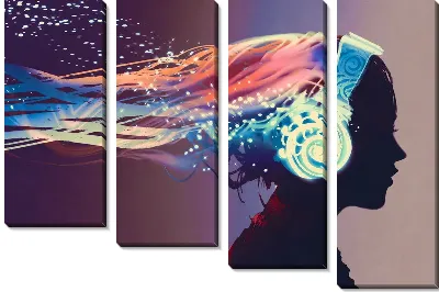 Арт девушка в наушниках