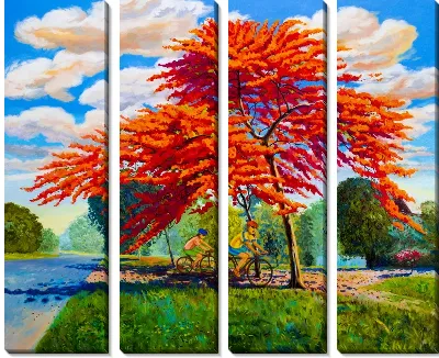 Модульная картина Прогулка на велосипедах