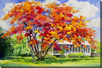 Картина маслом Яркое дерево