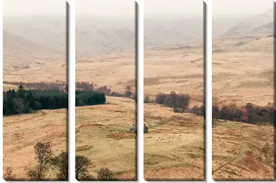 Модульная картина Дом среди равнин