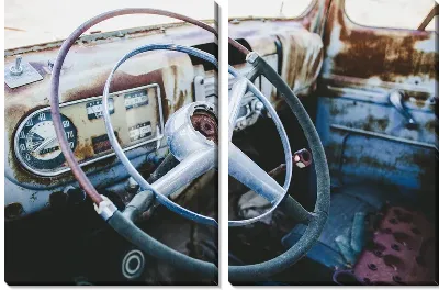 Модульная картина Руль старого авто