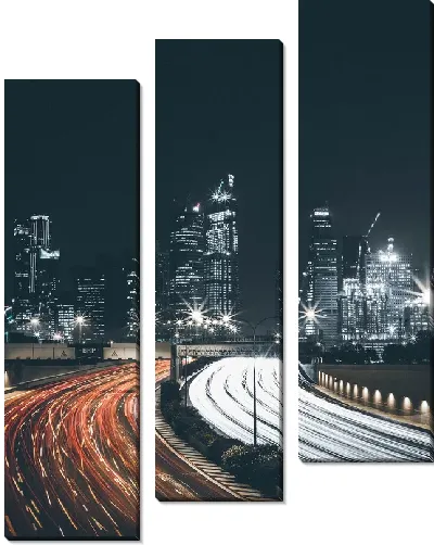 Модульная картина Ночная трасса