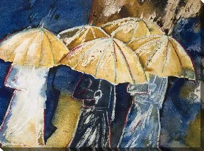 Картина маслом Люди под зонтом