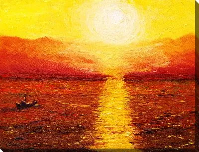 Картина маслом Лодка на закате №2