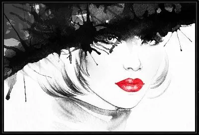 Девушка с красными губами