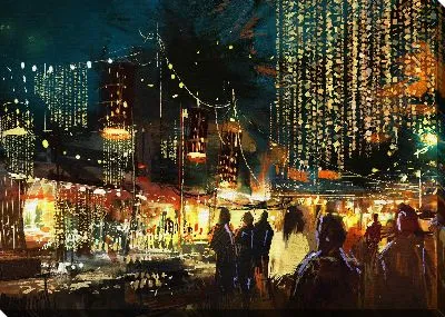 Картина маслом Яркие огни