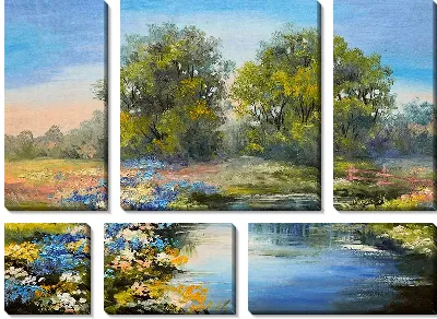 Модульная картина Пруд в лесу №2