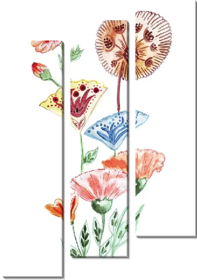 Модульная картина Разные цветы