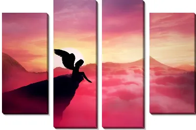Модульная картина Женщина с крыльями на скале
