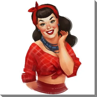 Картина маслом Милая пин-ап девушка