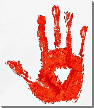 Картина маслом Красный след от руки