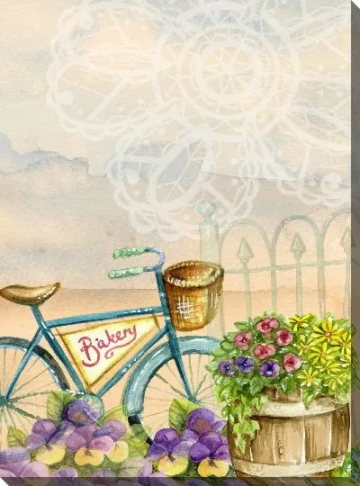 Картина маслом Велосипед и цветы