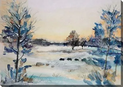 Картина маслом Зимний пейзаж №34