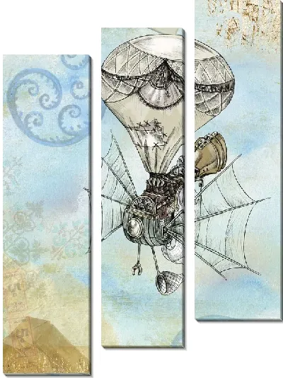 Модульная картина Стимпанк воздушный шар