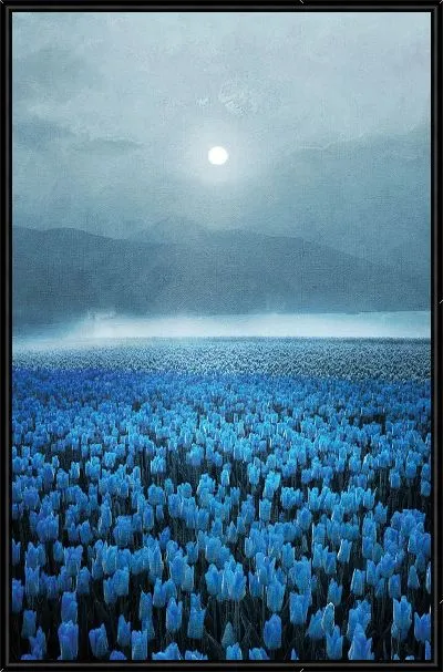 Картина Поле голубых тюльпанов под Луной