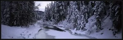 Картина Река в лесу зимой