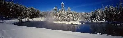 Плакат Река в лесу зимой №3