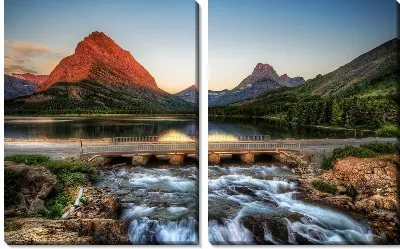 Модульная картина Мост через водопад