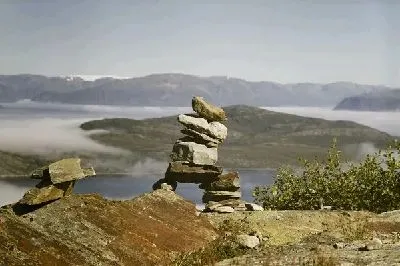 Плакат Вид на озеро и горы